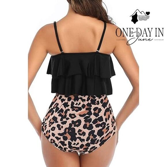 Adisputent High Waist Flounce Bikini Swimsuit Size L - Picture 2 of 7